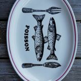 Plat ovale décor poissons Gien