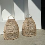 Rattan pendant lamp in the shape of bell D25 H28