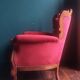 Wooden armchair carved baroque style in burgundy red velvet