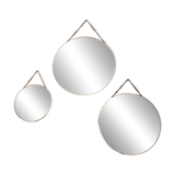 3 miroirs ronds métal doré, diametre 35, 30 et 20 cm