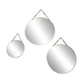 3 round gold metal mirrors, diameter 35, 30 and 20 cm