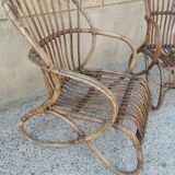 Pair of vintage rattan egg armchairs from the 60s