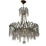 Crystal Beaded White Chandelier 1960’s