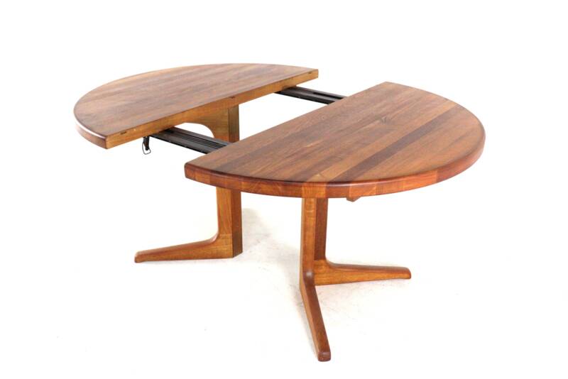 Table à manger extensible ronde 'Arden' 2x - teck - style mid-century moderne