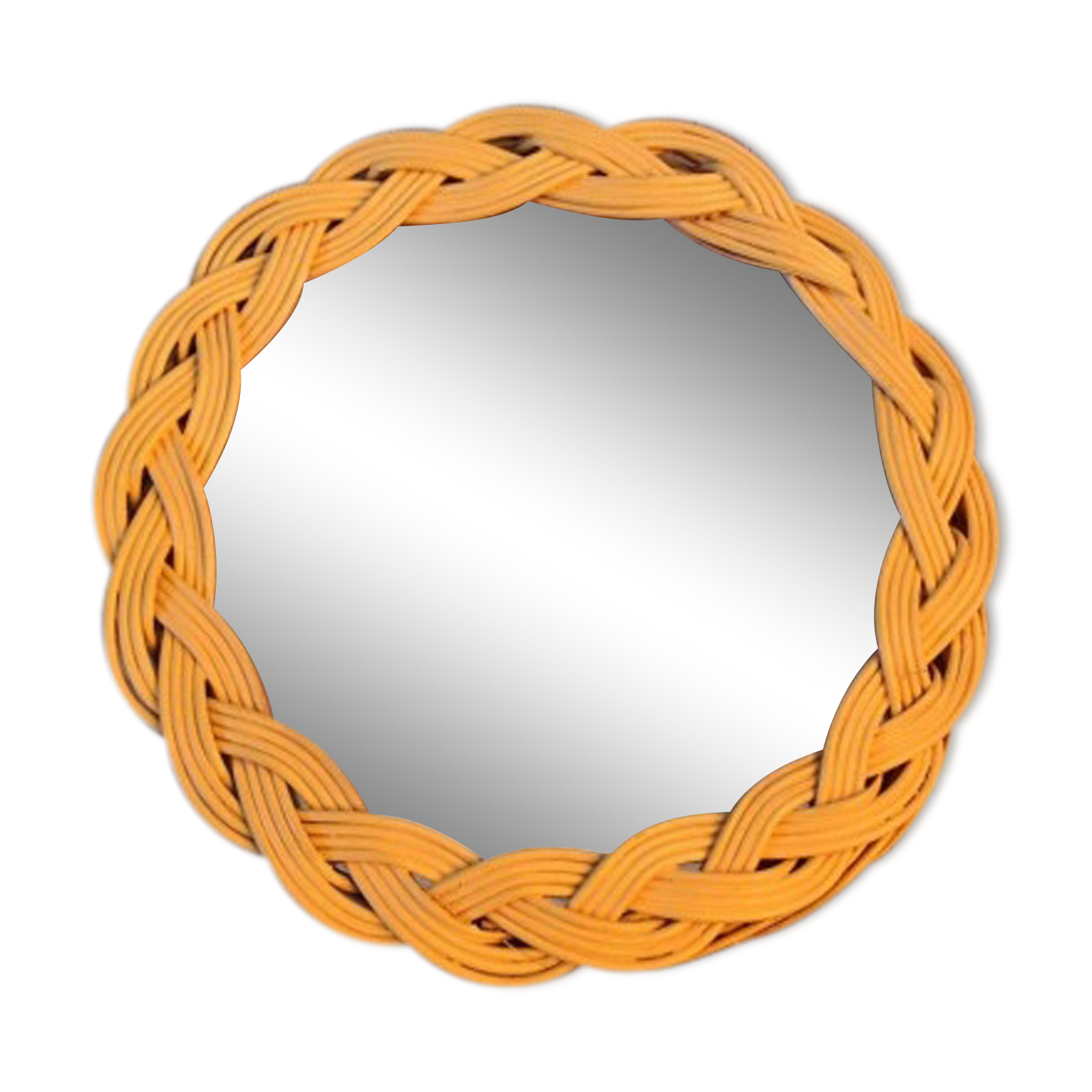 Yellow wicker mirror