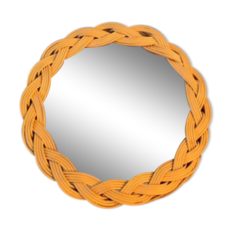 Yellow wicker mirror