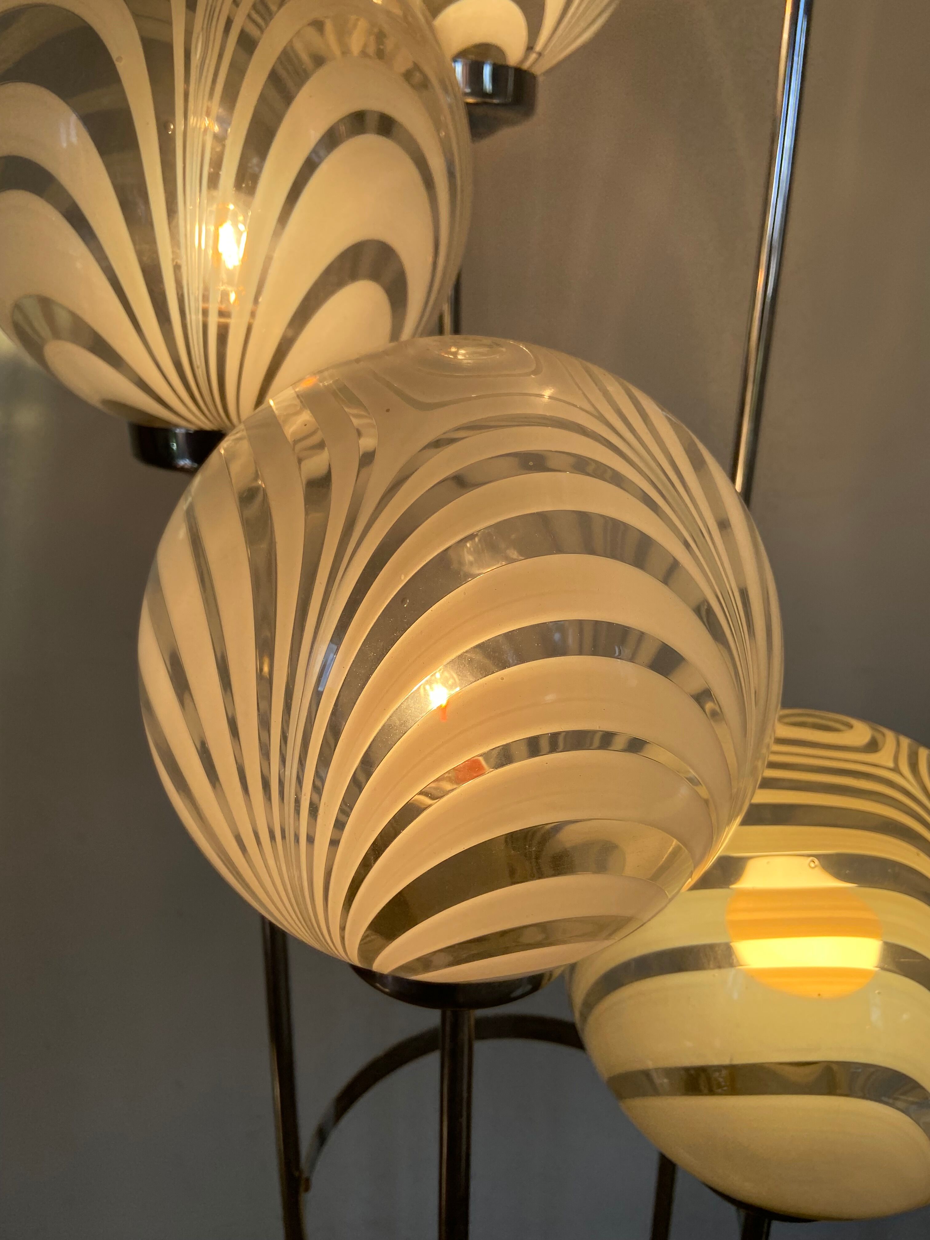 Waterfall floor lamp 5 globes Marinha Grande factory 70s
