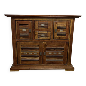 Buffet en bois d'acacia massif 4 portes, 2 tiroirs