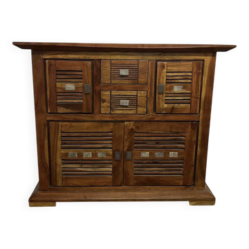 Solid acacia wood sideboard 4 doors, 2 drawers