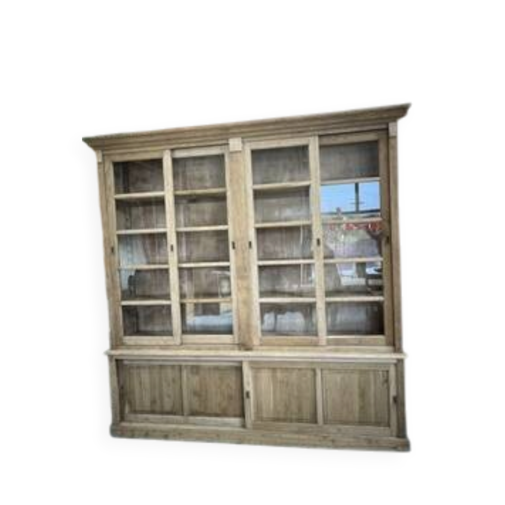 Bibliothèque en chêne porte coulissante