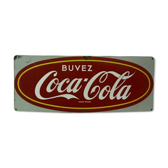 Enamelled plate "Coca Cola" red on white background XX century