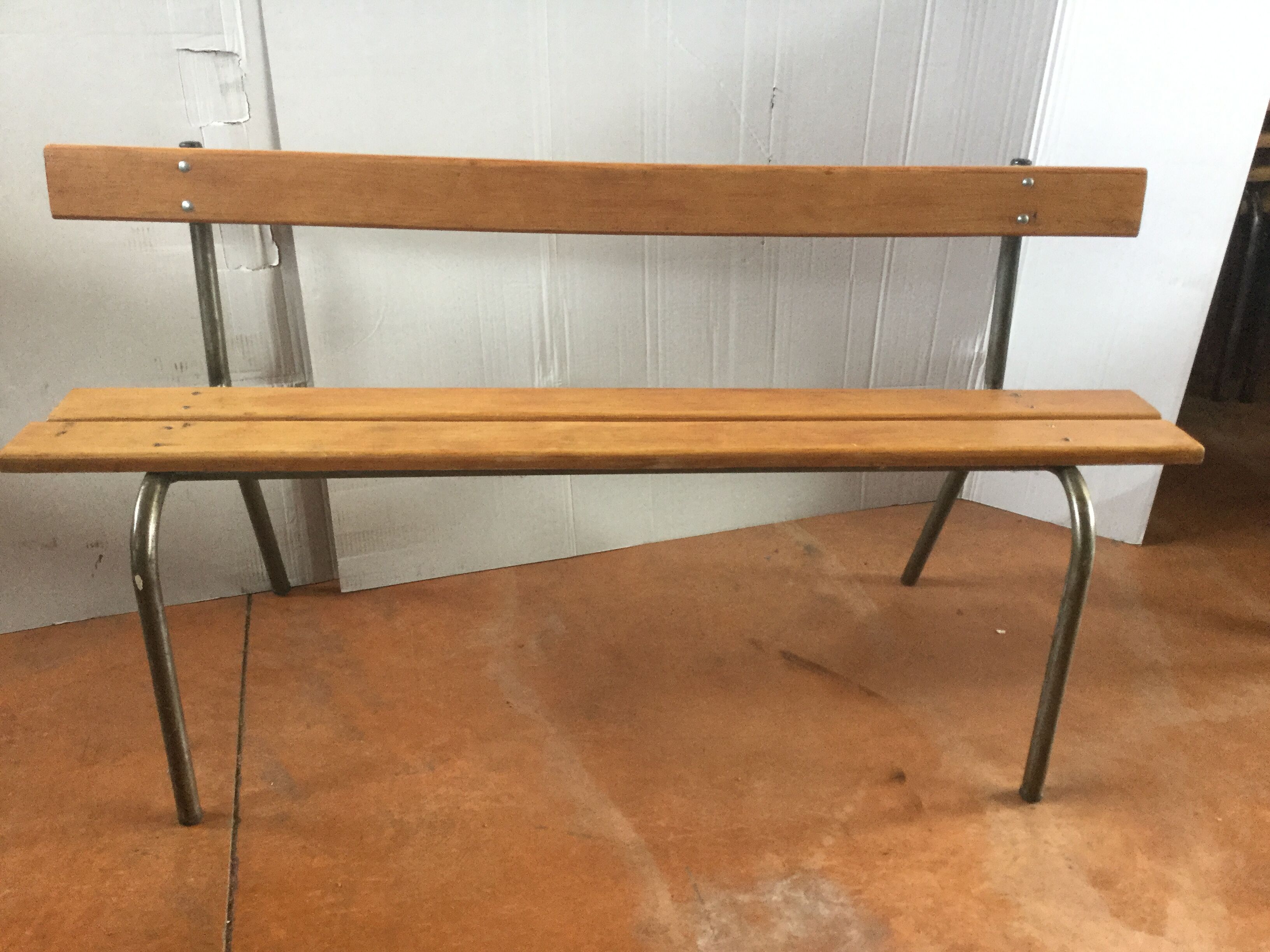 Former school bench with back