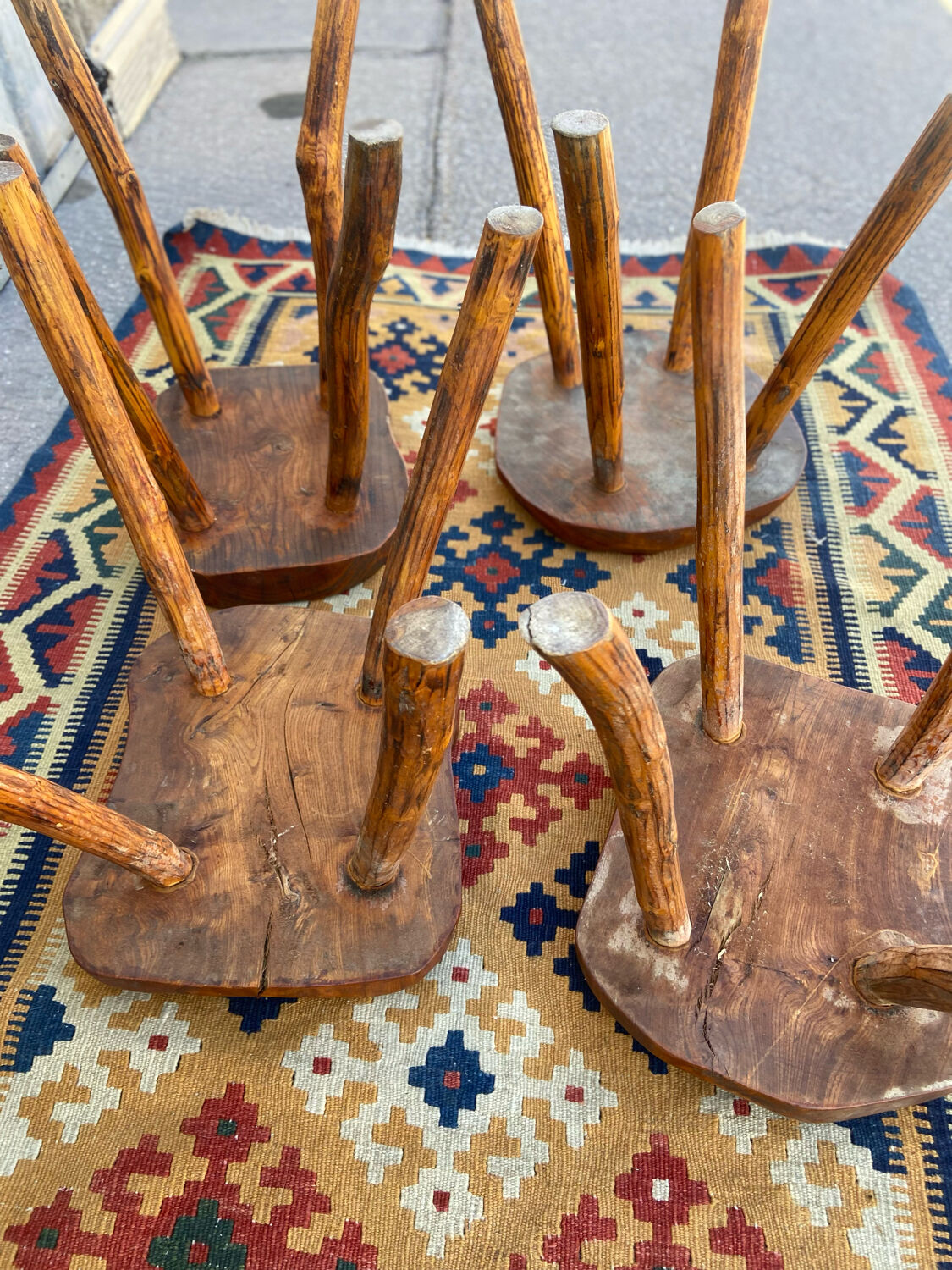 Pair of brutalist stools
