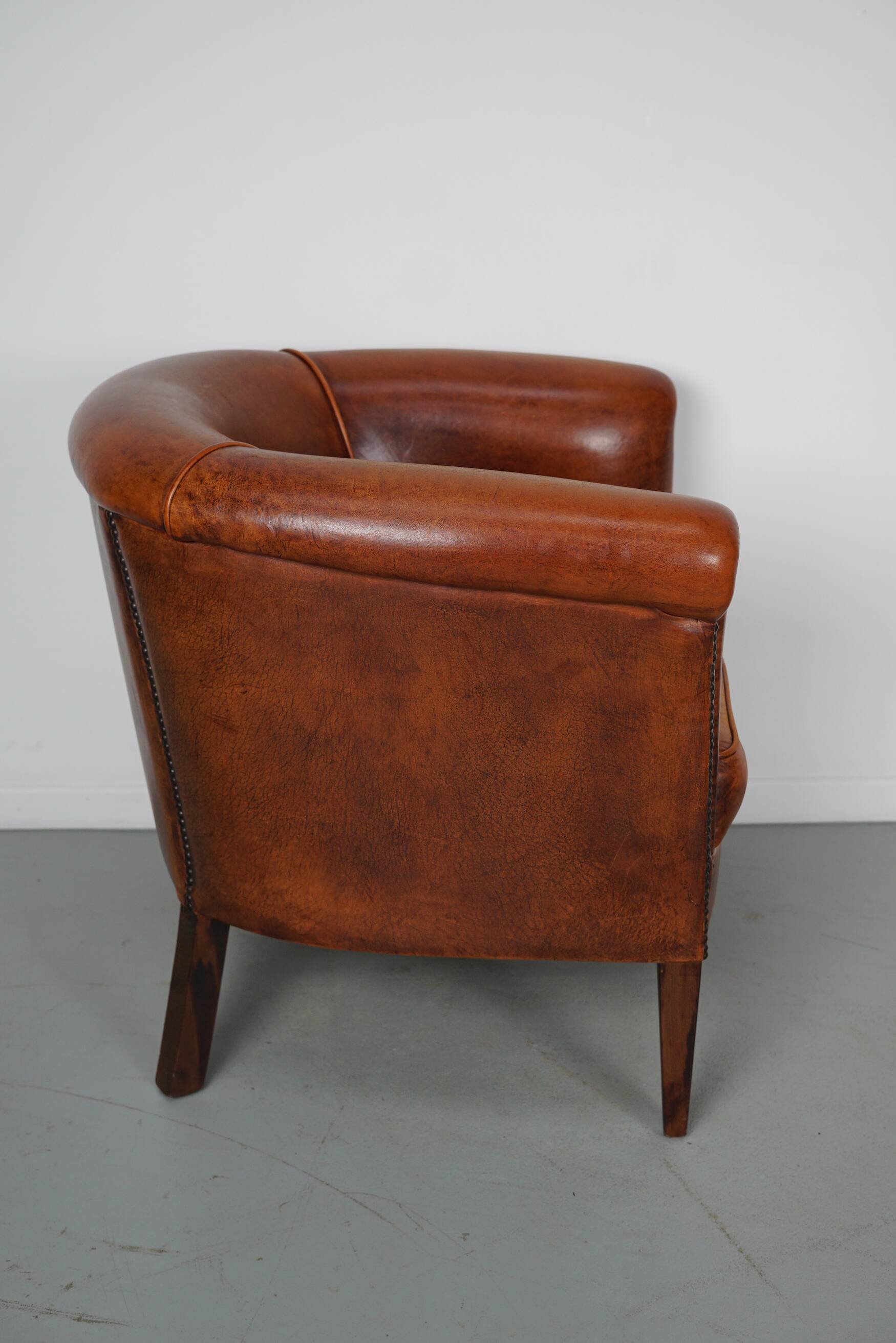 Vintage Dutch Cognac Colored Leather Club Chair