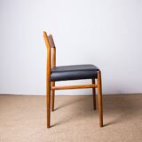 Series of 6 Danish chairs in Teak and Skai new, model 418 by Arne Vodder for Sibast 1960.