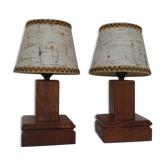 Paire de lampe de chevet en bois