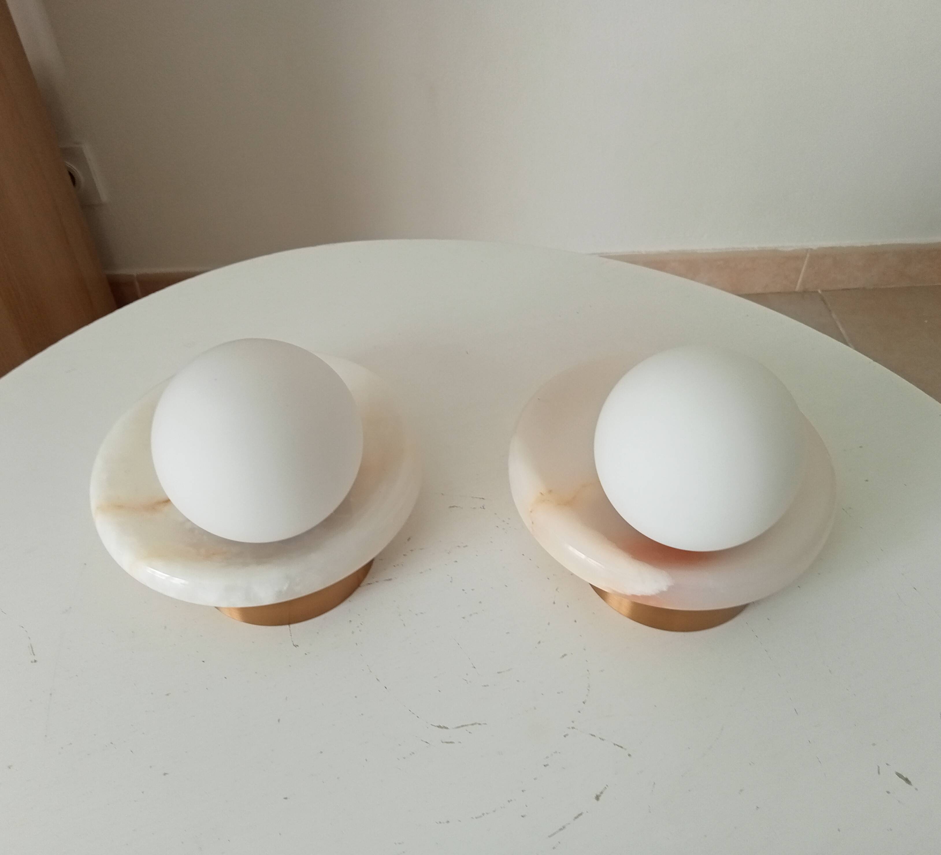 Pair of modern wall sconces Onyx and Opaline