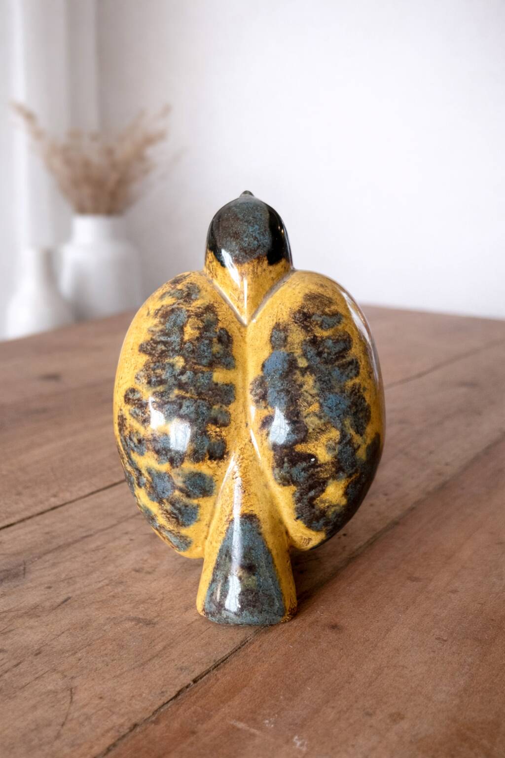 Decorative bird in glazed earthenware, Europe, around 1960.