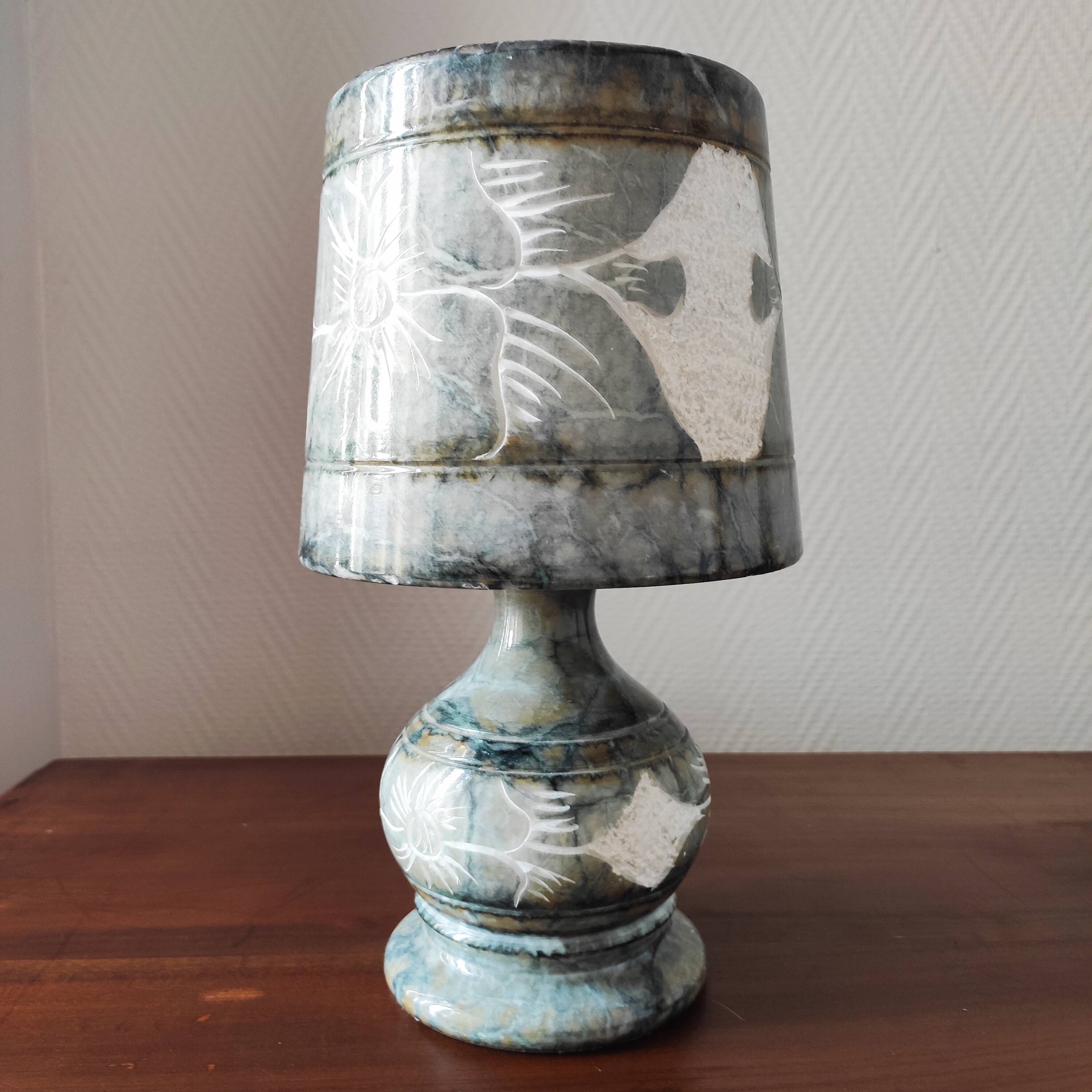Lampe vintage 70 en onyx gris