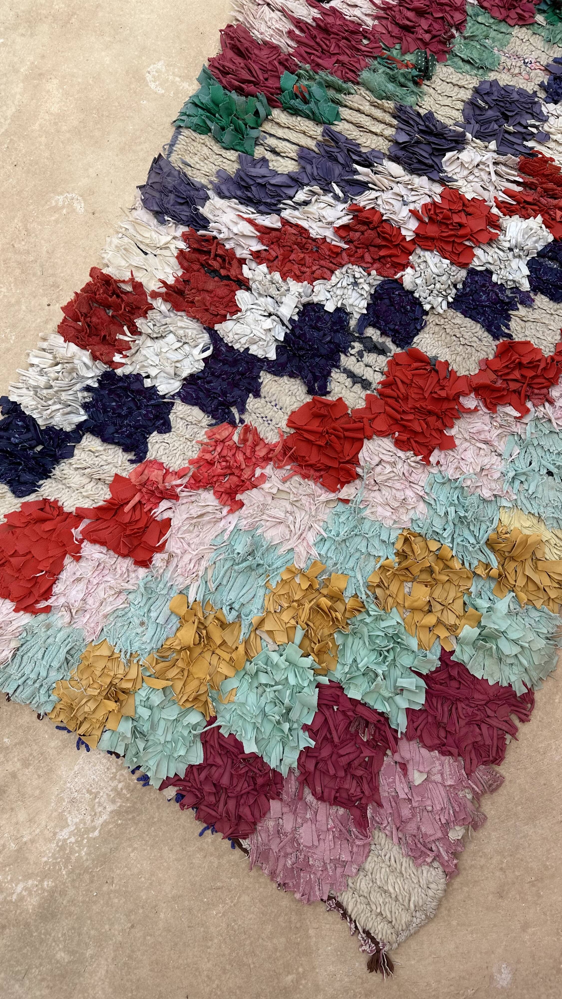 Tapis Marocain Boucherouite coloré - 74 x 185 cm