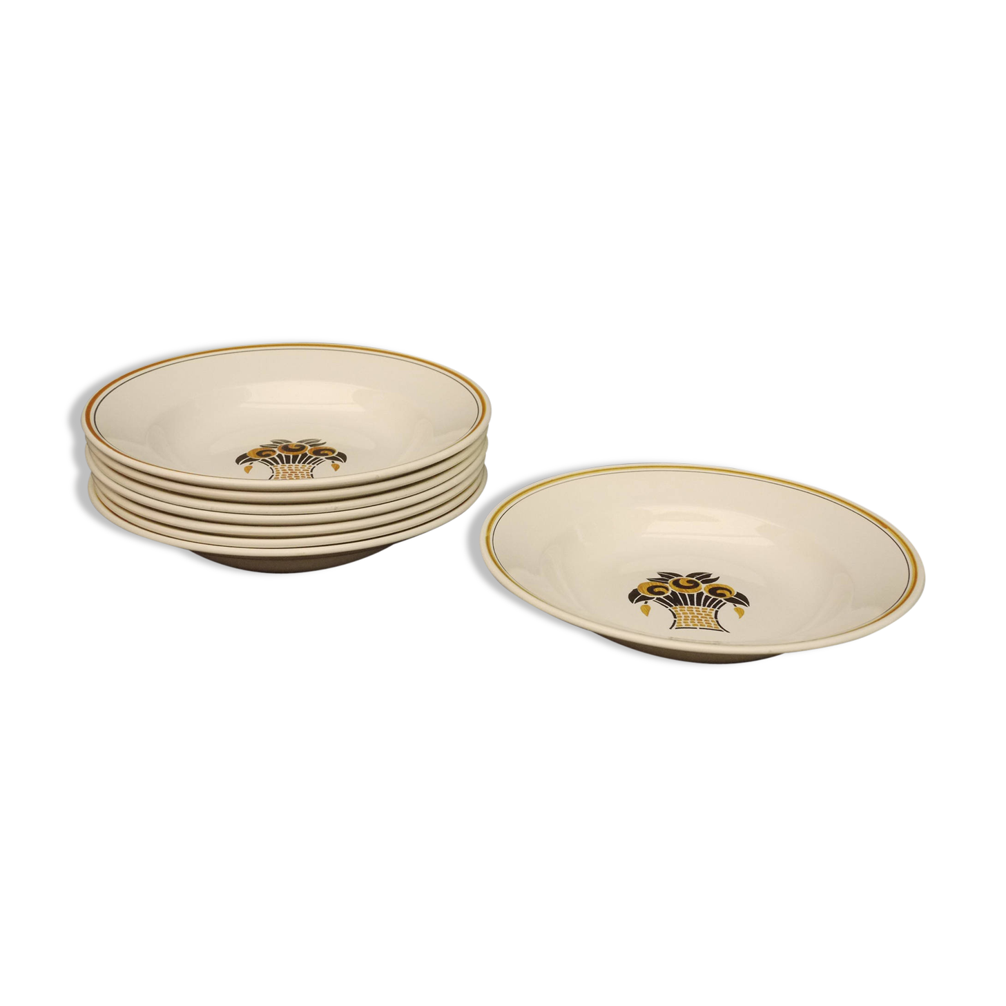 8 old soup dishes earthenware digoin sarreguemines 1930 s