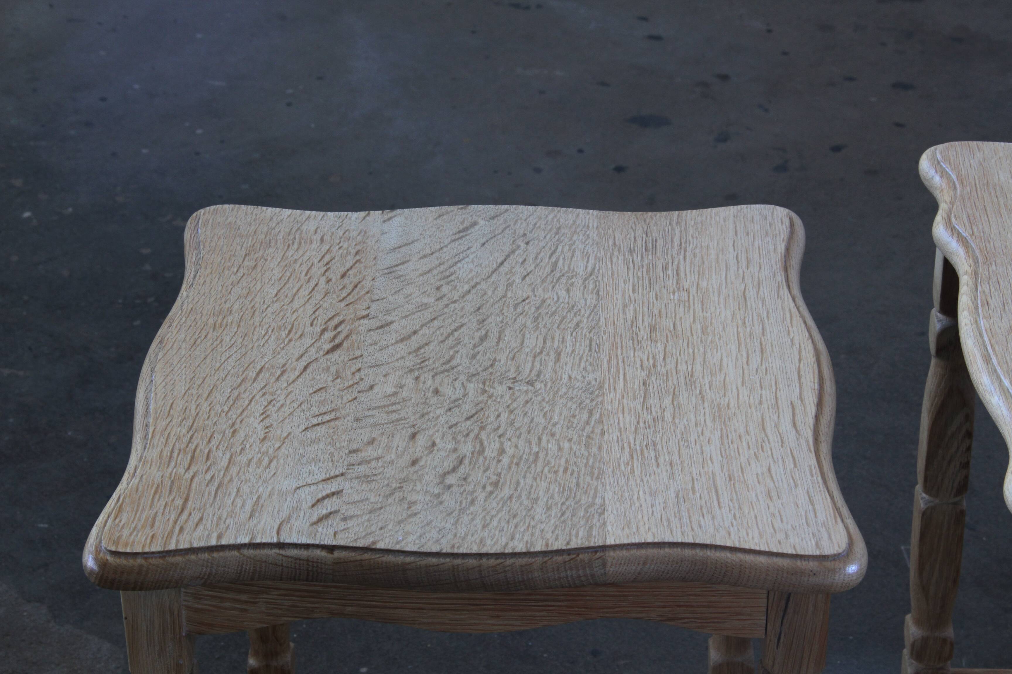 Vintage 1970s set of 3 Nesting / Stacking Oak Tables, style of Henning Kjær