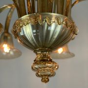 Venetian chandelier in golden murano glass, 8 arms of light