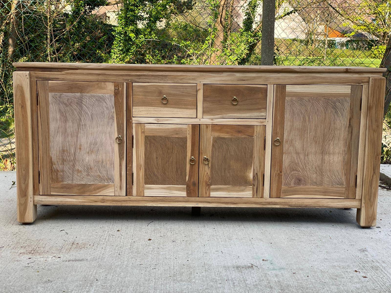 Renovated Scandinavian sideboard in solid raw oak 180cm
