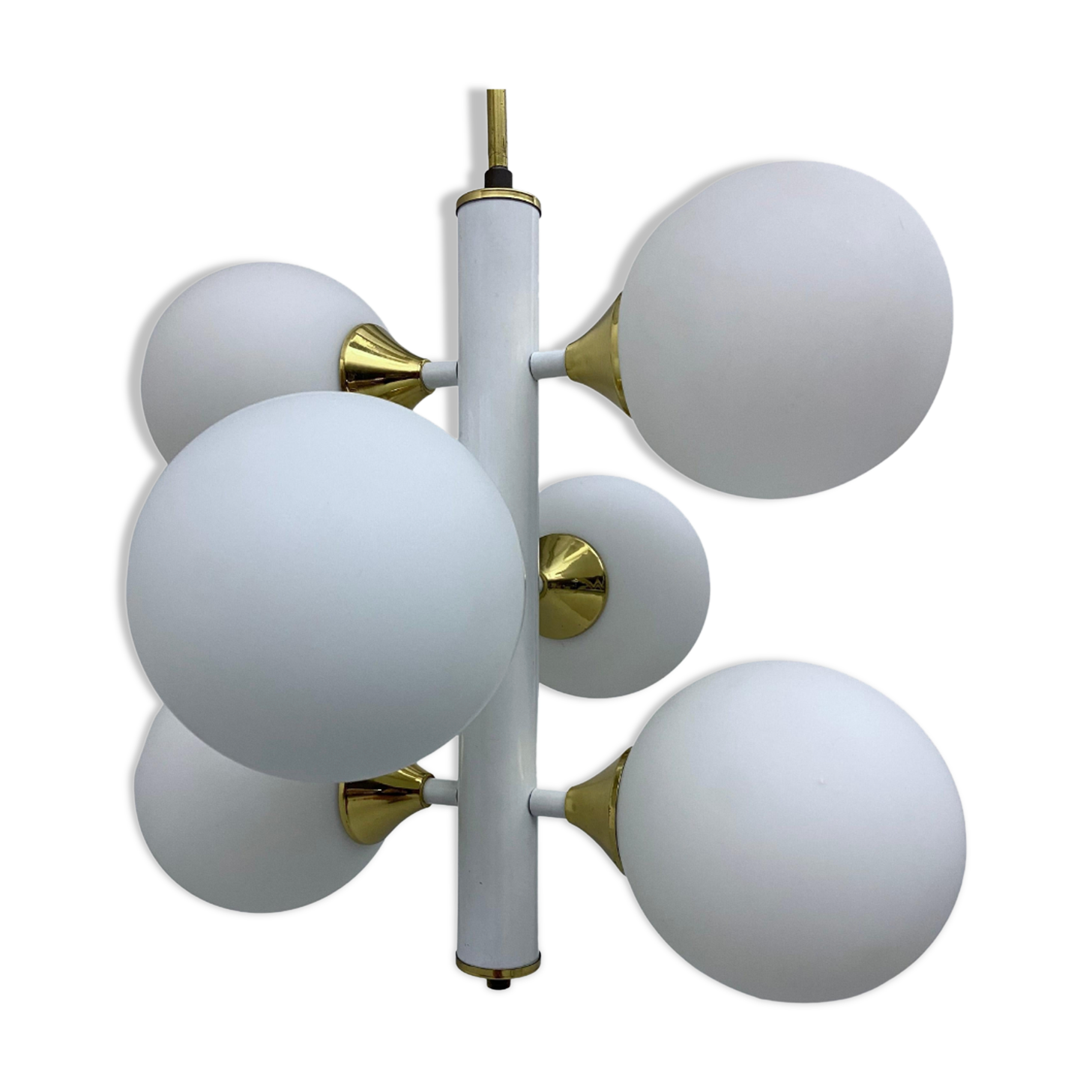 Kaiser Leuchten Sputnik in brass and metal with 6 opaline bulbs
