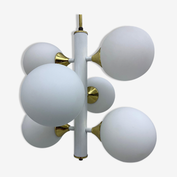 Kaiser Leuchten Sputnik in brass and metal with 6 opaline bulbs