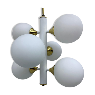 Kaiser Leuchten Sputnik in brass and metal with 6 opaline bulbs