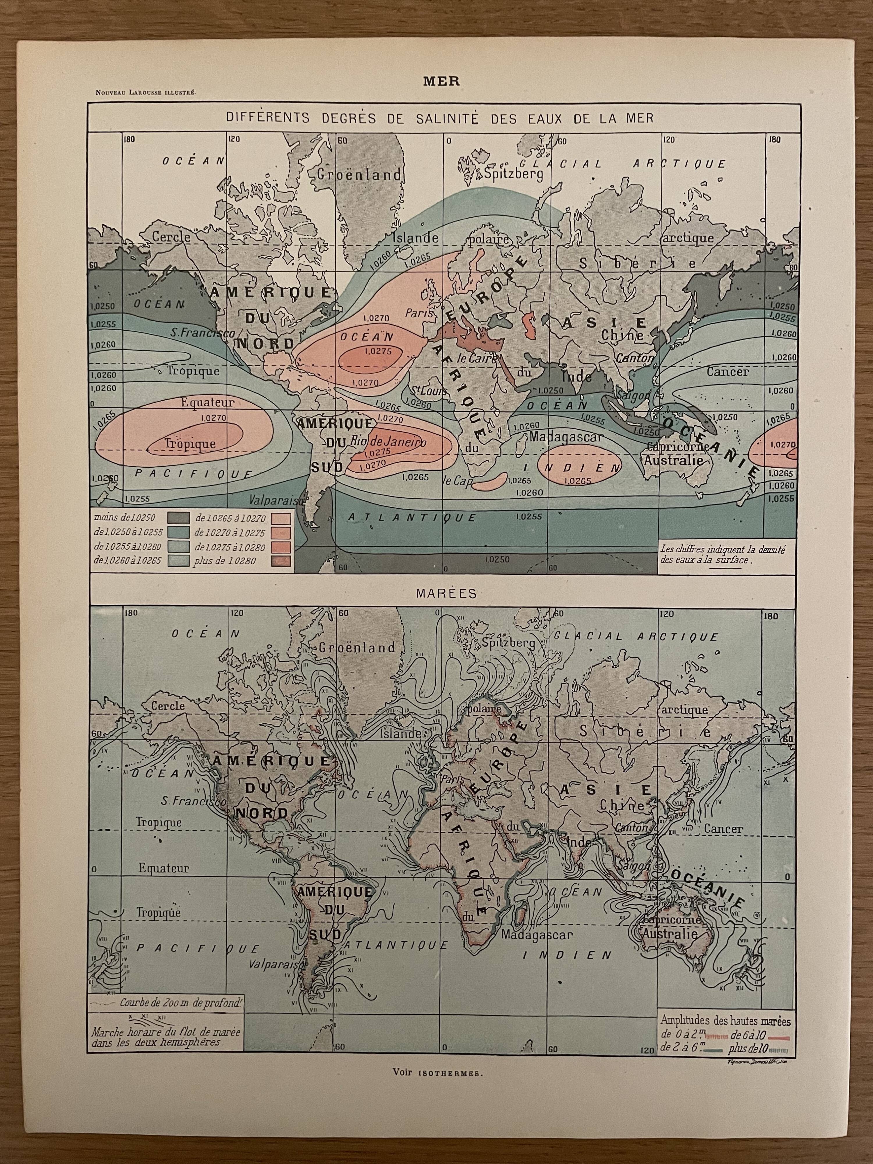 Lithograph engraving on the waters of the sea of 1897