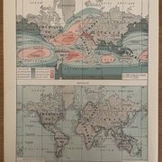 Lithographie gravure sur les eaux de la mer de 1897