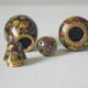 Salt shaker and pepper shaker in brass and vintage cloisonné enamel