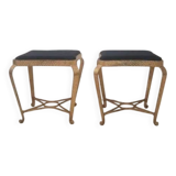 Paire de tabourets/poufs – Pierluigi Colli – fer forgé peint or.