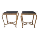 Pair of stools/poufs – Pierluigi Colli – gold painted wrought iron.