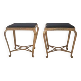 Paire de tabourets/poufs – Pierluigi Colli – fer forgé peint or.