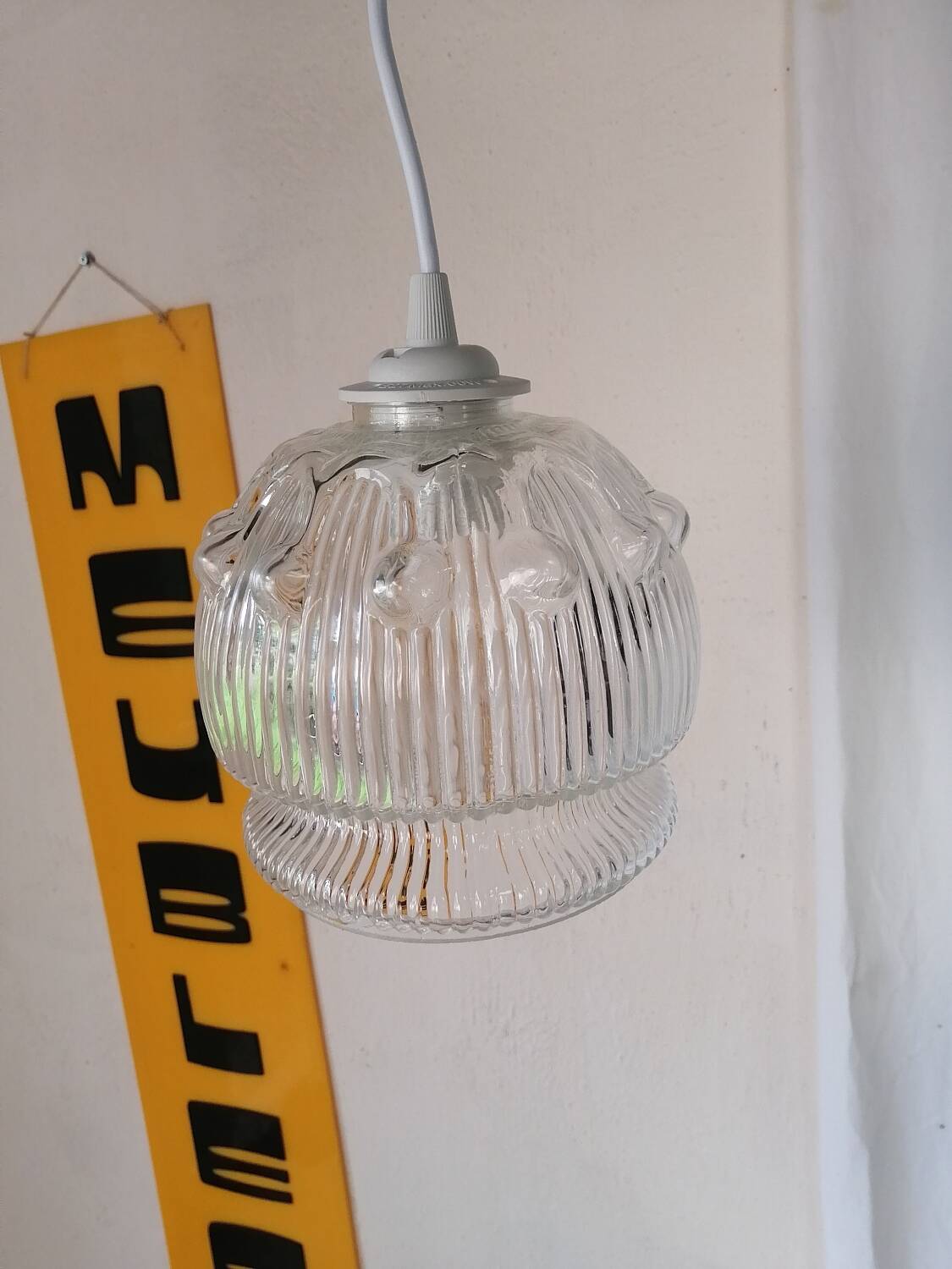 Vintage molded glass pendant light