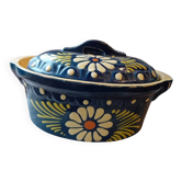 Vintage blue Alsace terrine with flower patterns