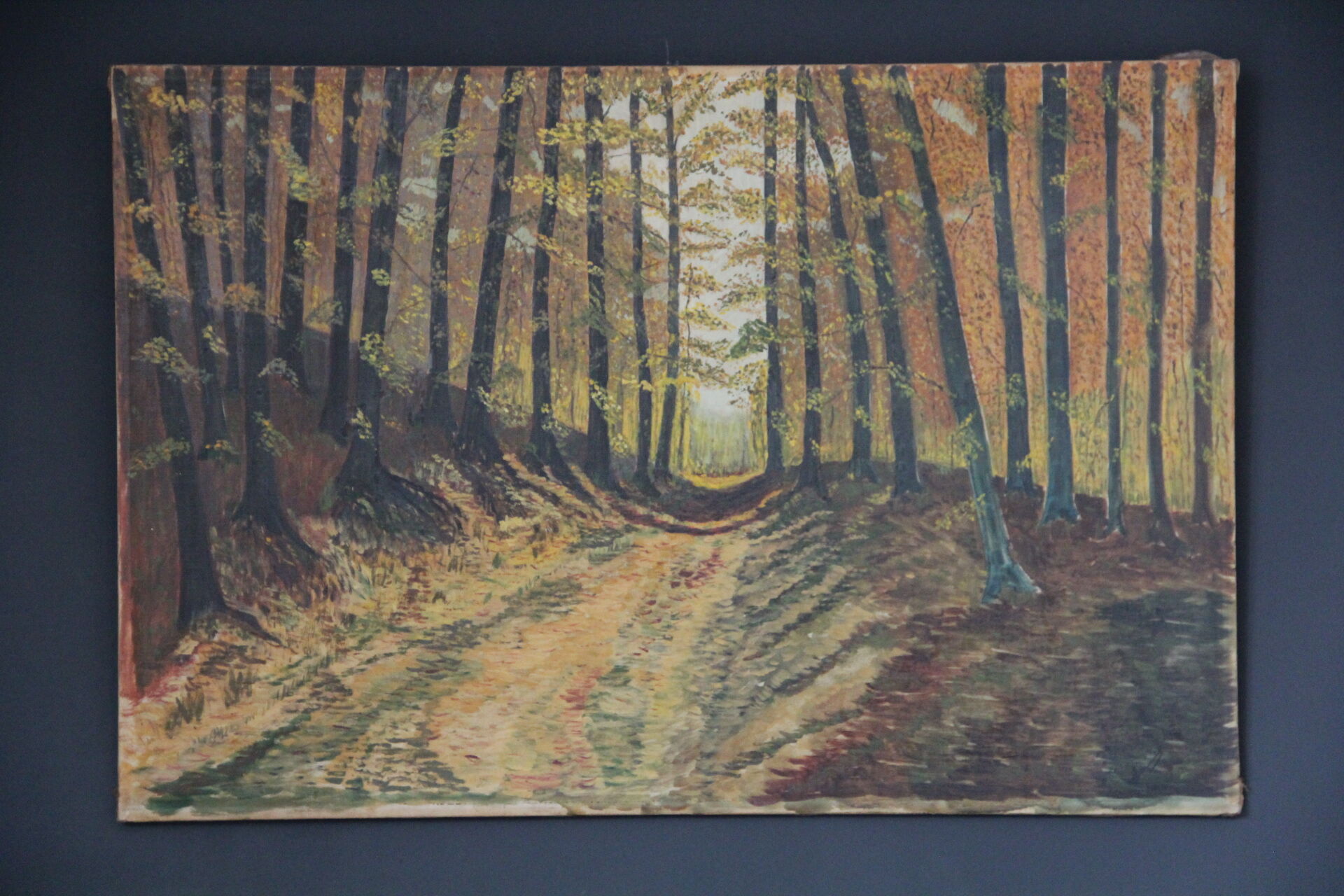 Painting oil forest trail