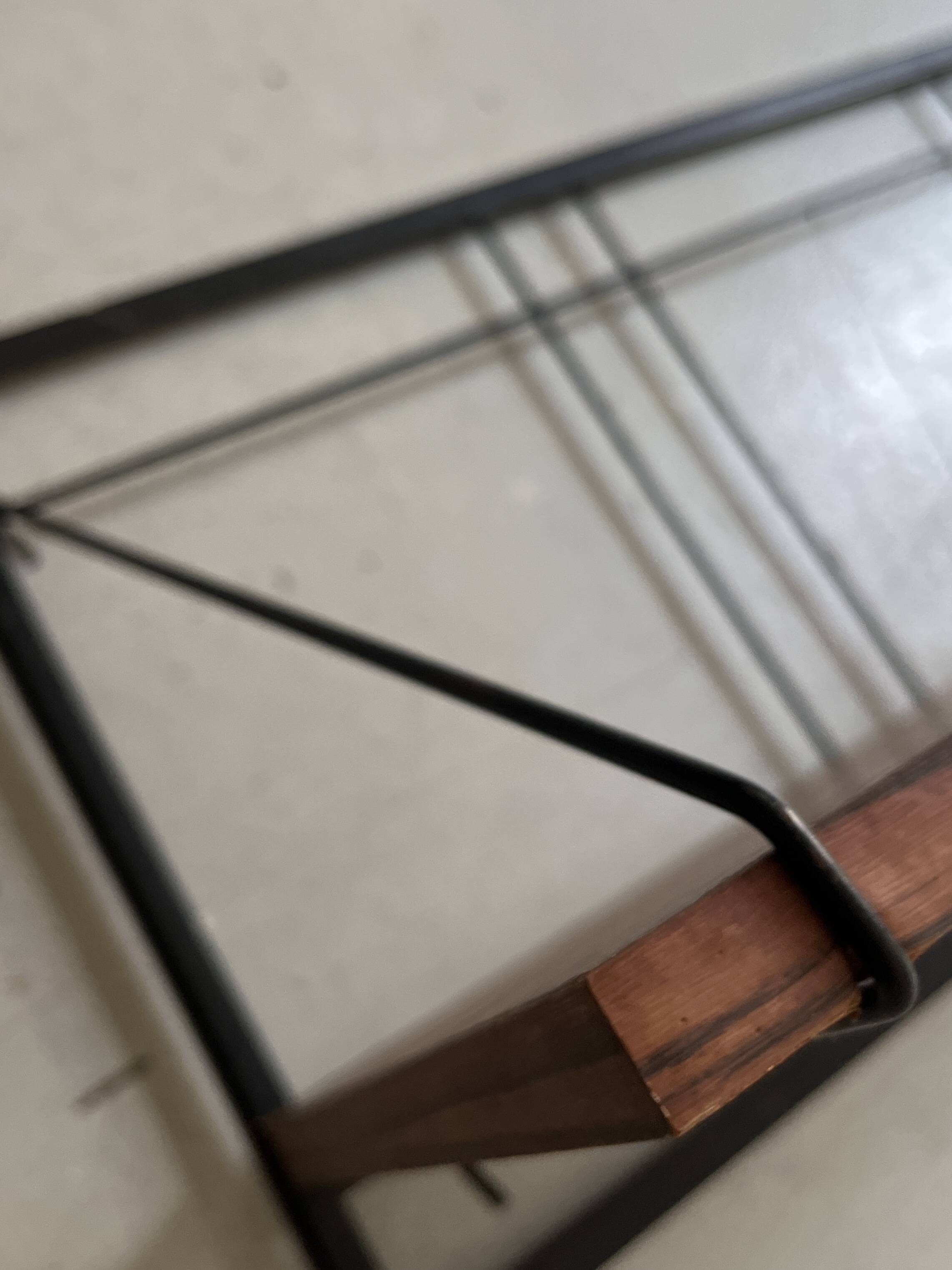 wooden and metal wall shelf, 1970s design