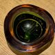 Large vintage Murano glass ashtray in olive green and amber.