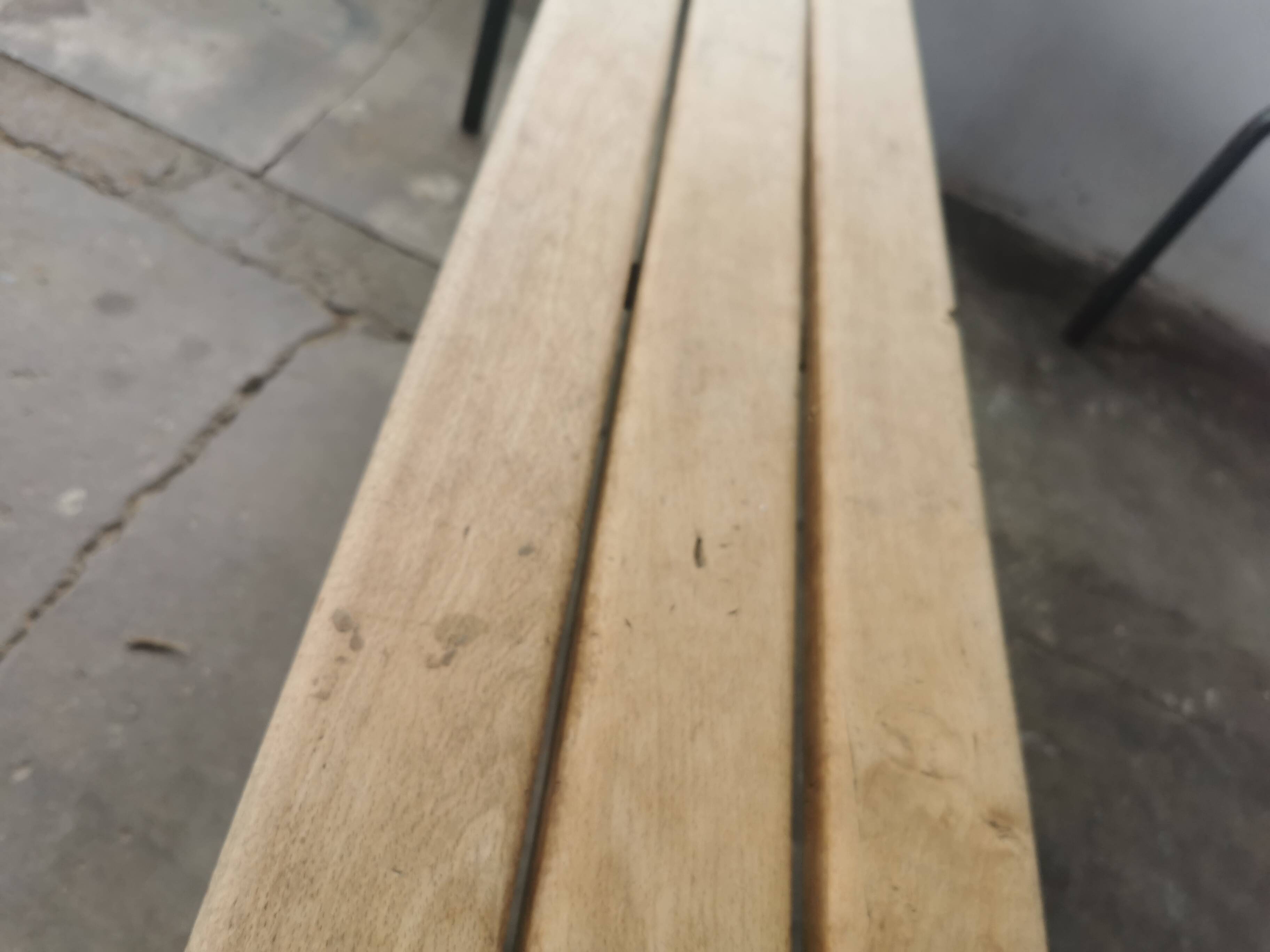 Pair of vintage metal and wood school benches