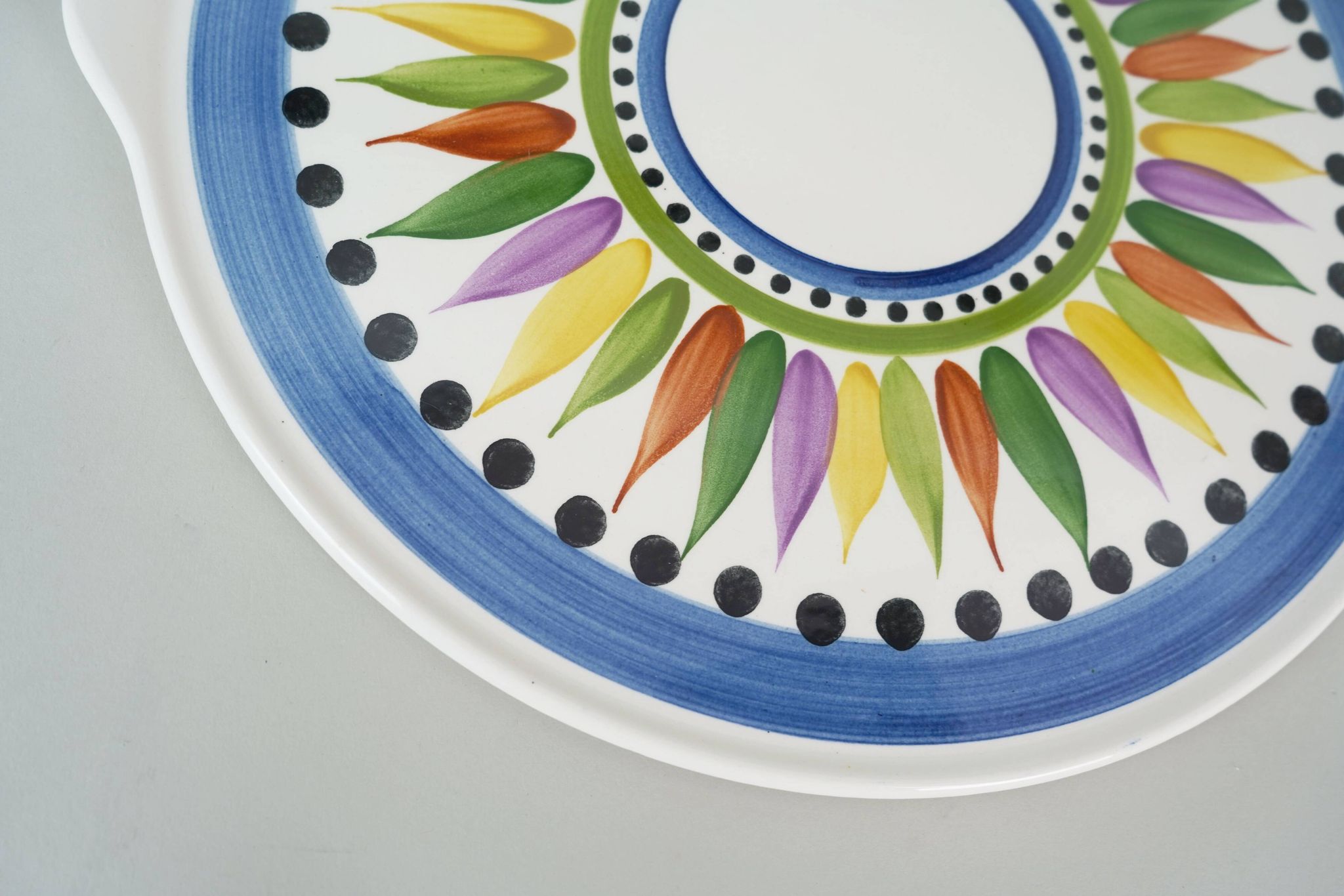 Rare 1950s cake plate villeroy & boch hand painted decor 'karla'