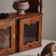 Primitive wall shelf in pine, by a Swedish upholsterer, late 19th century.