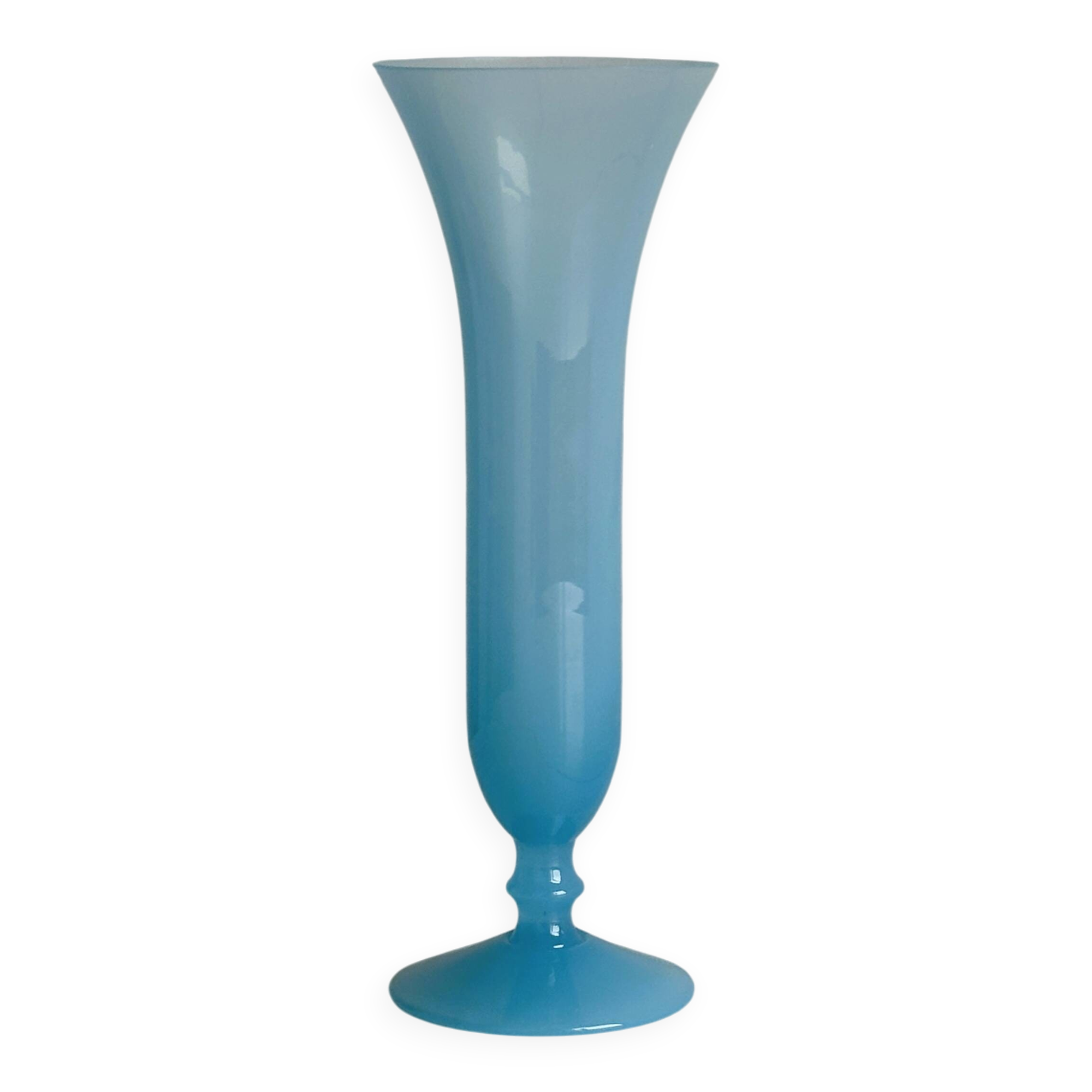 Blue opaline glass vase