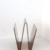 70's smoked plexiglass magazine rack