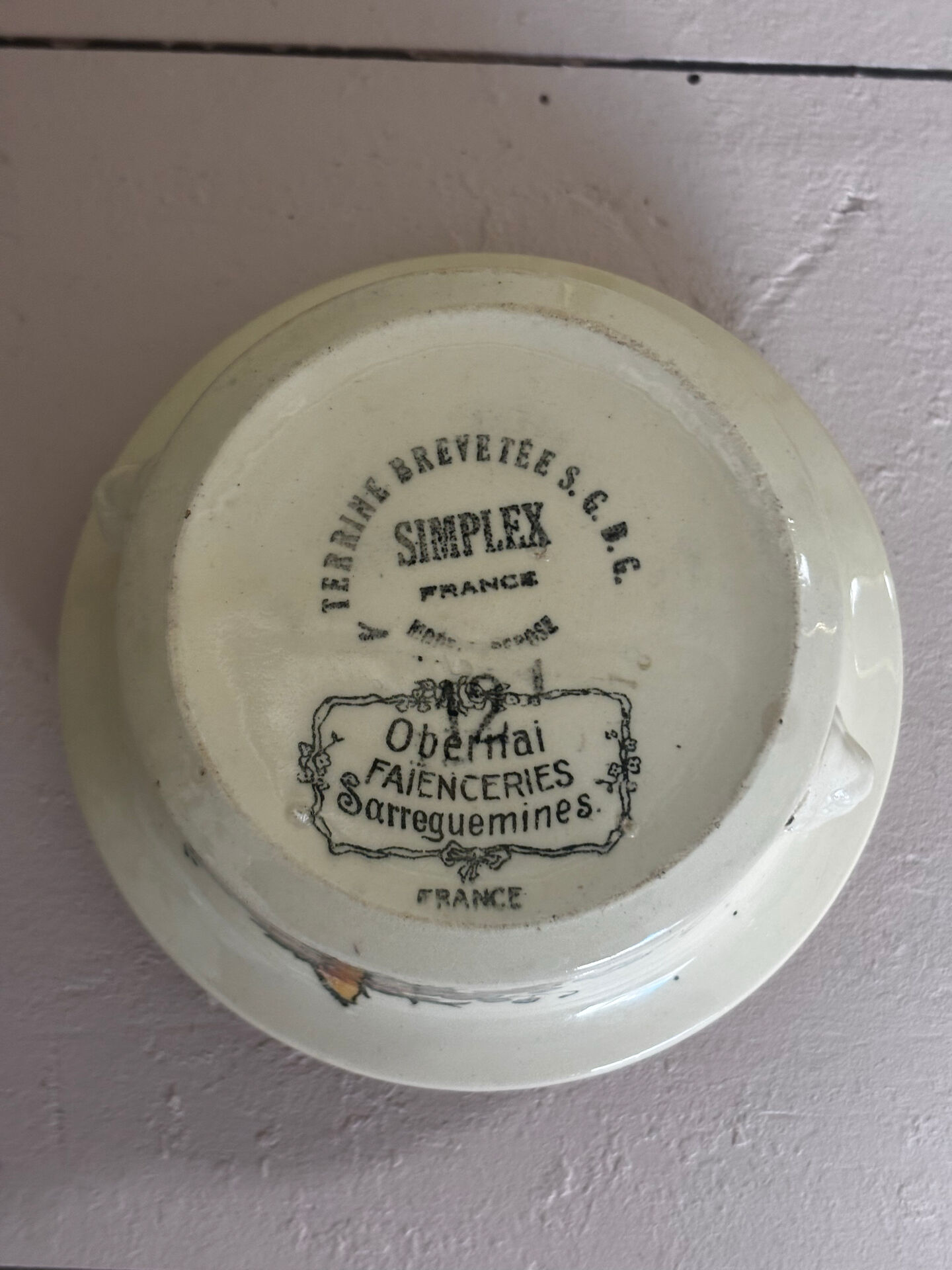 Vintage small terrine sweet box Sarreguemines Obernai