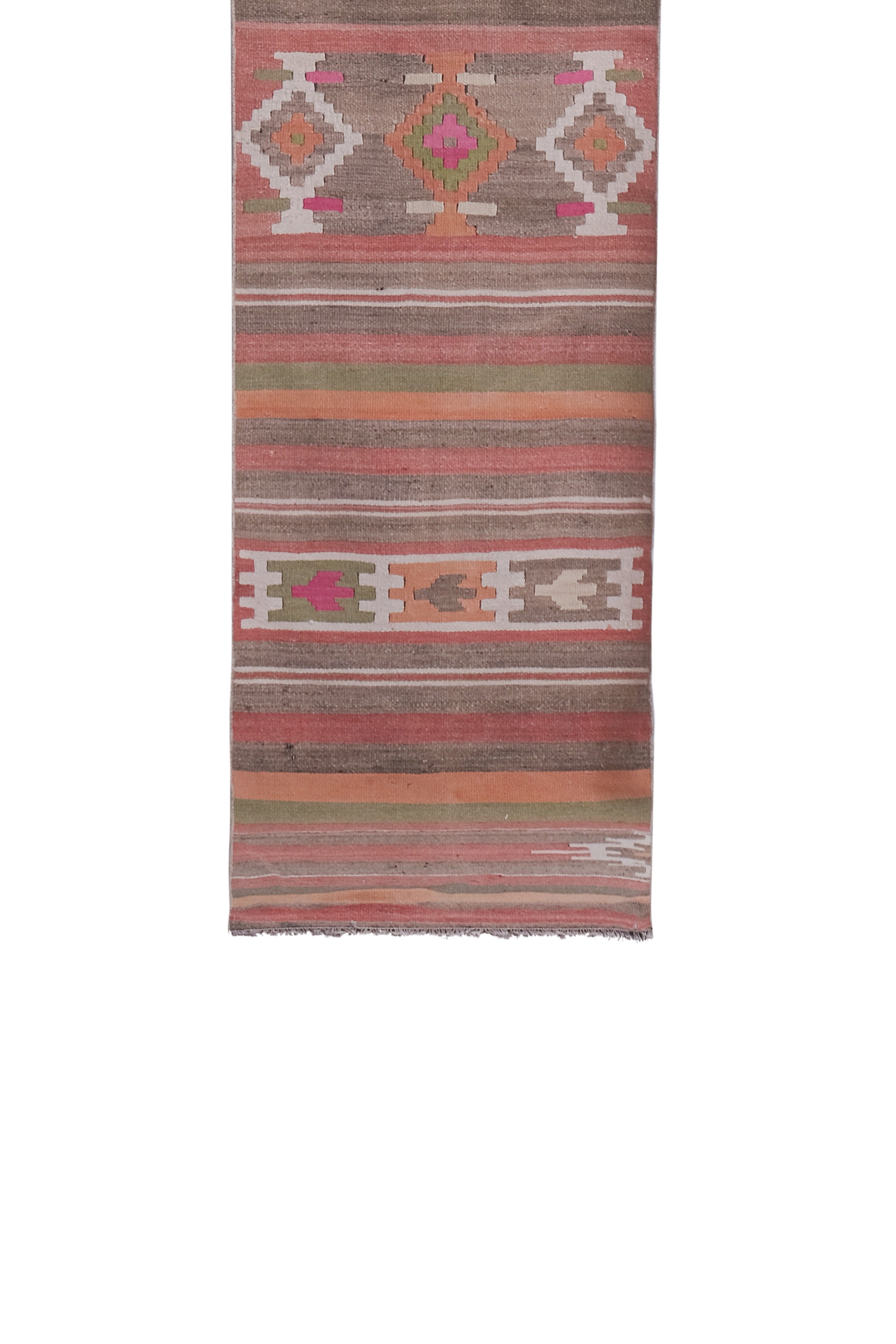 Vintage Turkish rug from Oushak, handwoven 75x353 cm