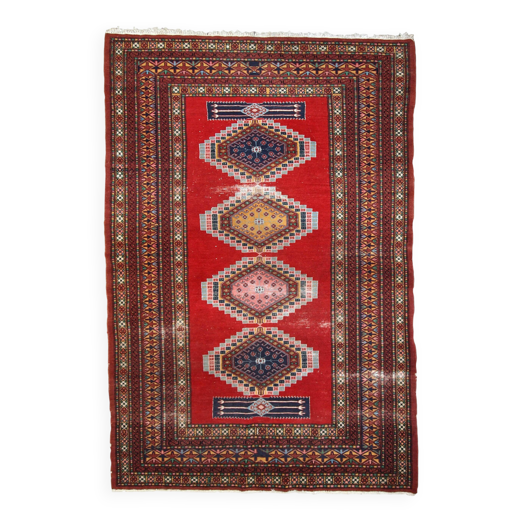 Tapis vintage fait main Bukhara ouzbek 128cm x 199cm (1960s)